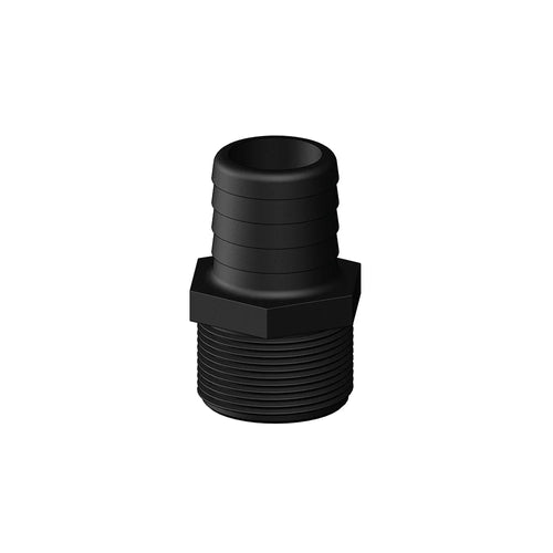 HOSE BARB 90° UNEQUAL 1.125" × 1" NPS LONG THREAD BLACK