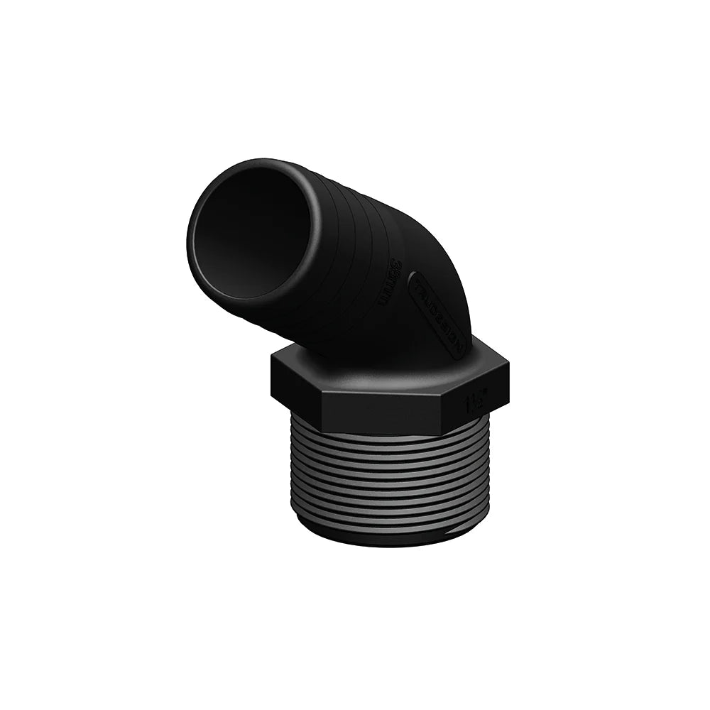 HOSE BARB 120° 2" x 2" NPS LONG THREAD BLACK